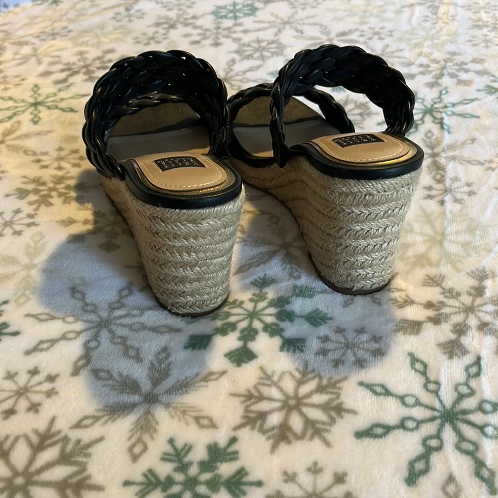 Black WHBM braided wedge sandals